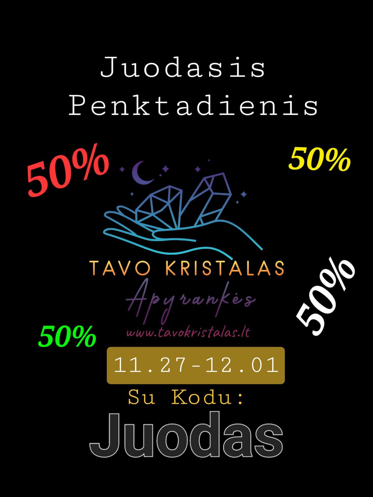 50% su kodu: Juodas